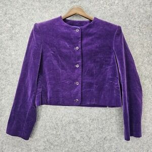 Vintage Whimsigoth Velvet Crop Jacket Womens XS Purple Edwardian Cocktail UPWARD